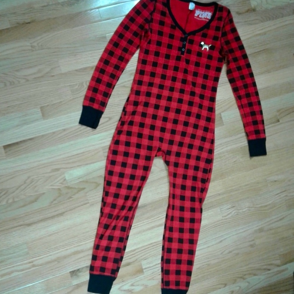 VS pink checkered onesie